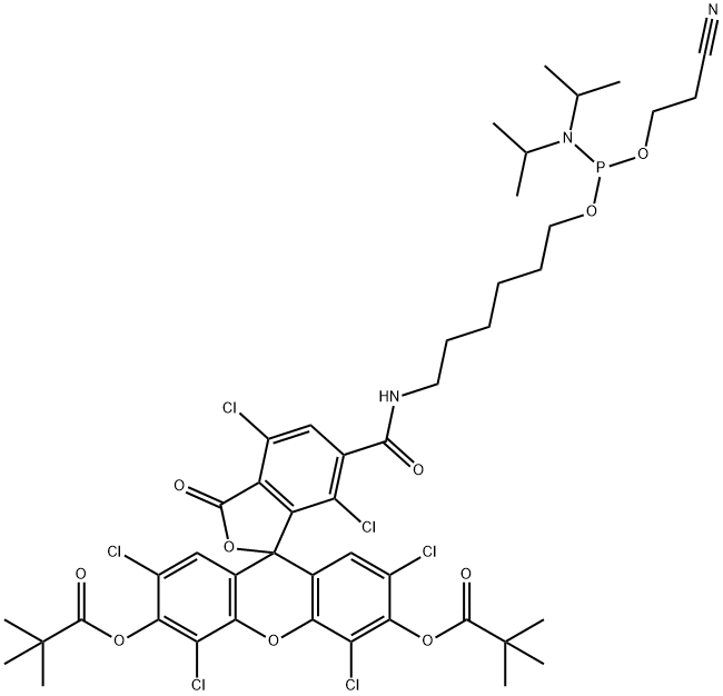 5'-六氯荧光素氨基磷酸酯 OR 5'-HEX,亚磷酰胺 结构式