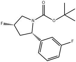 (2S,4S)-tert-butyl 4-fluoro-2-(3-fluorophenyl)pyrrolidine-1-carboxylate Struktur