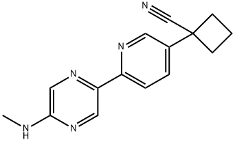 Cyclobutanecarbonitrile, 1-[6-[5-(methylamino)-2-pyrazinyl]-3-pyridinyl]- Structure
