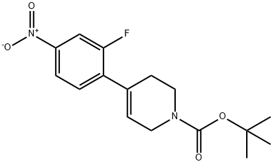 1(2H)-Pyridinecarboxylic acid, 4-(2-fluoro-4-nitrophenyl)-3,6-dihydro-, 1,1-dimethylethyl ester,1373420-25-7,结构式