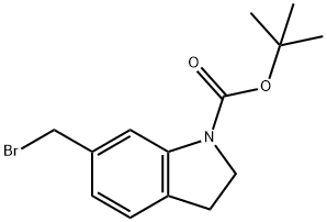 1H-Indole-1-carboxylic acid, 6-(bromomethyl)-2,3-dihydro-, 1,1-dimethylethyl ester 结构式