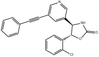 2-Oxazolidinone, 5-(2-chlorophenyl)-4-[5-(2-phenylethynyl)-3-pyridinyl]-, (4R,5R)-,1375752-78-5,结构式