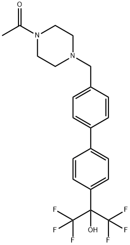 1,1,1,3,3,3-Hexafluoro-2-(4′-((1-(acetyl) piperazine) methyl)-[1,1′-biphenyl]-4-yl)propan-2-ol Struktur