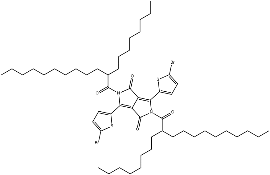 Pyrrolo[3,4-c]pyrrole-1,4-dione, 3,6-bis(5-bromo-2-thienyl)-2,5-dihydro-2,5-bis(2-octyl-1-oxododecyl)- Structure