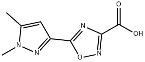 5-(1,5-二甲基-1H-吡唑-3-基)-1,2,4-噁二唑-3-羧酸, 1403333-52-7, 结构式