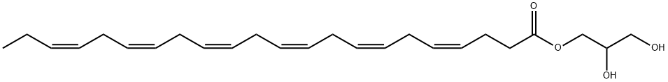 (4Z,7Z,10Z,13Z,16Z,19Z)-4,7,10,13,16,19-ドコサヘキサエン酸2,3-ジヒドロキシプロピル 化学構造式