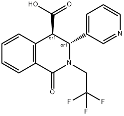 (3R,4R)-1,2,3,4-四氢-1-氧代-3-(3-吡啶基)-2-(2,2,2-三氟乙基)-4-异喹啉羧酸 结构式