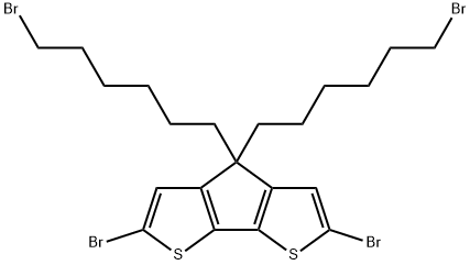 2,6-Dibromo-4,4-bis(6-bromohexyl)-4H-cyclopenta[2,1-
b:3,4-b’]dithiophene Structure