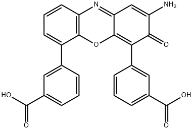 Benzoic acid, 3,3'-(2-amino-3-oxo-3H-phenoxazine-4,6-diyl)bis- Structure