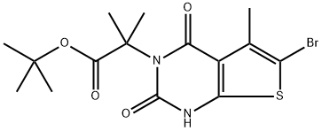 2-(6-溴-5-甲基-2,4-二氧代-1,4-二氢噻吩并[2,3-D]嘧啶-3(2H)-基)-2-甲基丙酸叔丁酯, 1434643-33-0, 结构式