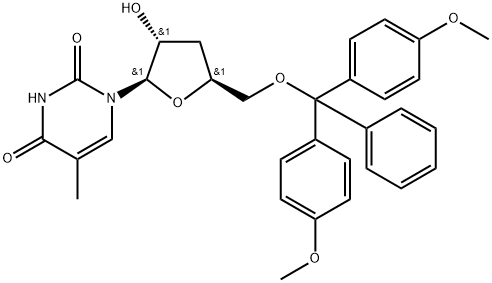 5'-O-(4,4-Dimethoxytrityl)-3'-deoxy-5-methyluridine Structure