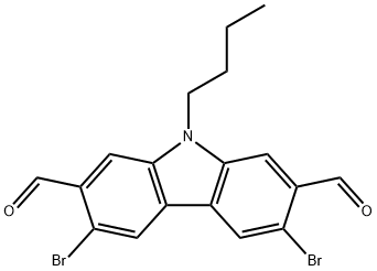 9H-Carbazole-2,7-dicarboxaldehyde, 3,6-dibromo-9-butyl-,1439080-58-6,结构式