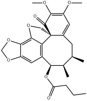 Butanoic acid, (6R,7R,8R,14aS)-5,6,7,8-tetrahydro-2,3-dimethoxy-6,7-dimethyl-1-oxo-1H,14H-benzo[1,8]cycloocta[1,2,3-cd][1,3]dioxolo[4,5-g]benzofuran-8-yl ester (9CI) Structure
