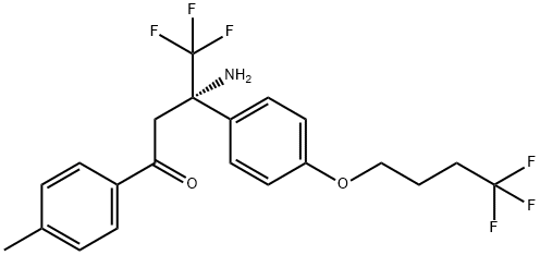 1-Butanone, 3-amino-4,4,4-trifluoro-1-(4-methylphenyl)-3-[4-(4,4,4-trifluorobutoxy)phenyl]-, (3S)-,1441057-79-9,结构式
