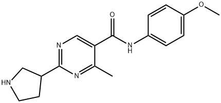 5-Pyrimidinecarboxamide, N-(4-methoxyphenyl)-4-methyl-2-(3-pyrrolidinyl)- 结构式