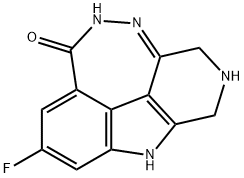 6-氟-2,3,4,9-四氢-2,4,9,10-四氮杂七环[DEF]芴-8(1H)-酮, 1446261-17-1, 结构式