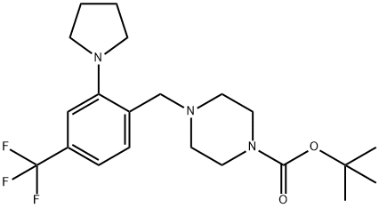 1-Piperazinecarboxylic acid, 4-[[2-(1-pyrrolidinyl)-4-(trifluoromethyl)phenyl]methyl]-, 1,1-dimethylethyl ester Structure