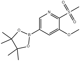 Pyridine, 3-methoxy-2-(methylsulfonyl)-5-(4,4,5,5-tetramethyl-1,3,2-dioxaborolan-2-yl)- Structure