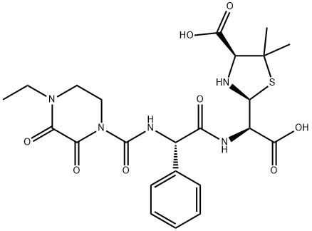 Glycine, (2R)-N-[(4-ethyl-2,3-dioxo-1-piperazinyl)carbonyl]-2-phenylglycyl-2-[(2S,4S)-4-carboxy-5,5-dimethyl-2-thiazolidinyl]-, (2R)- Structure