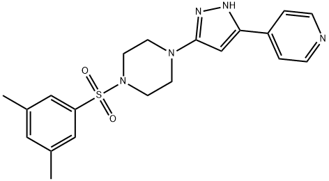 1-((3,5-dimethylphenyl)sulfonyl)-4-(5-(pyridin-4-yl)-1H-pyrazol-3-yl)piperazine 结构式