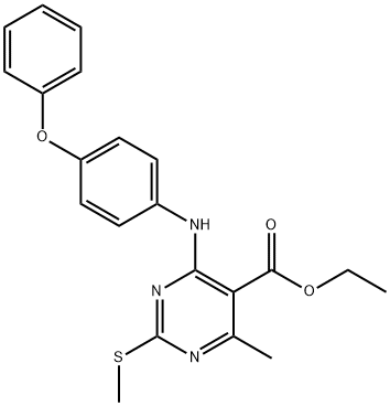 ethyl 4-methyl-2-(methylsulfanyl)-6-[(4-phenoxyphenyl)amino]pyrimidine-5-carboxylate Struktur