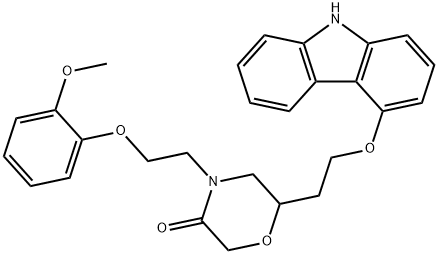 3-Morpholinone, 6-[2-(9H-carbazol-4-yloxy)ethyl]-4-[2-(2-methoxyphenoxy)ethyl]- Structure
