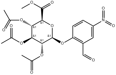 1-O-(2-甲酰基-4-硝基苯基)-2,3,4-三-O-乙酰基-Β-D-吡喃葡萄糖醛酸甲酯,148579-83-3,结构式