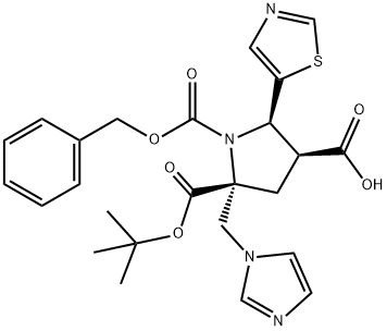 1,2,4-pyrrolidinetricarboxylic acid, 2-(1H-imidazol-1-ylmethyl)-5-(5-thiazolyl)-, 2-(1,1-dimethylethyl) 1-(phenylmethyl) ester, (2R,4S,5R)- Structure