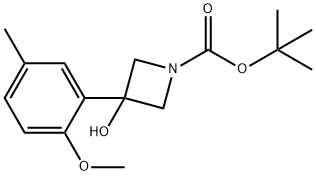 3-羟基-3-(2-甲氧基-5-甲基苯基)氮杂环丁烷-1-羧酸叔丁酯, 1498368-17-4, 结构式