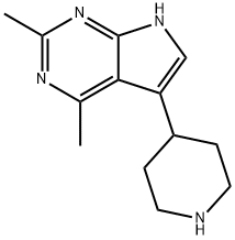 7H-Pyrrolo[2,3-d]pyrimidine, 2,4-dimethyl-5-(4-piperidinyl)- 结构式