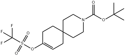3-Azaspiro[5.5]undec-8-ene-3-carboxylic acid, 9-[[(trifluoromethyl)sulfonyl]oxy]-, 1,1-dimethylethyl ester Struktur