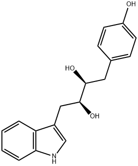 2,3-Butanediol, 1-(4-hydroxyphenyl)-4-(1H-indol-3-yl)-, (2S,3S)- Structure