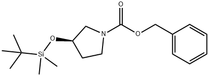 1-Pyrrolidinecarboxylic acid, 3-[[(1,1-dimethylethyl)dimethylsilyl]oxy]-, phenylmethyl ester, (3R)- 化学構造式