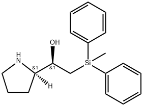 2-Pyrrolidinemethanol, α-[(methyldiphenylsilyl)methyl]-, (αR,2R)- 化学構造式