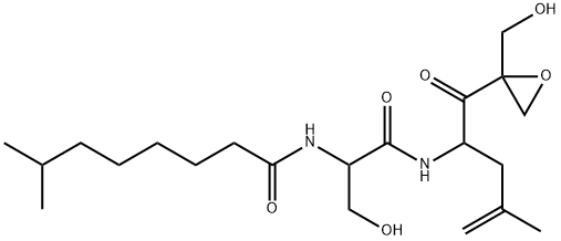 Octanamide, N-[1-(hydroxymethyl)-2-[[1-[[2-(hydroxymethyl)-2-oxiranyl]carbonyl]-3-methyl-3-buten-1-yl]amino]-2-oxoethyl]-7-methyl- Struktur