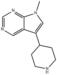 7H-Pyrrolo[2,3-d]pyrimidine, 7-methyl-5-(4-piperidinyl)- 结构式