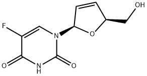 2',3'-Dideoxy-2',3'-didehydro-5-fluoro-uridine 化学構造式