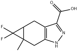 Cycloprop[f]indazole-3-carboxylic acid, 5,5-difluoro-1,4,4a,5,5a,6-hexahydro-5a-methyl- Structure