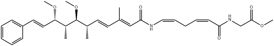 Glycine, N-[(2Z,5Z)-6-[[(2E,4E,6S,7S,8R,9S,10E)-7,9-dimethoxy-3,6,8-trimethyl-1-oxo-11-phenyl-2,4,10-undecatrien-1-yl]amino]-1-oxo-2,5-hexadien-1-yl]-, methyl ester Structure