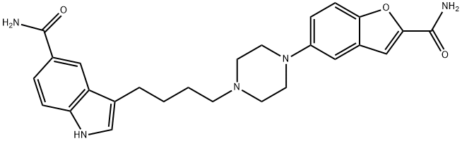 1H-Indole-5-carboxamide, 3-[4-[4-[2-(aminocarbonyl)-5-benzofuranyl]-1-piperazinyl]butyl]- Structure