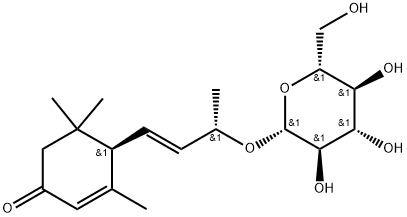 (6R,9S)-3-オキソ-α-イオノールグルコシド 化学構造式