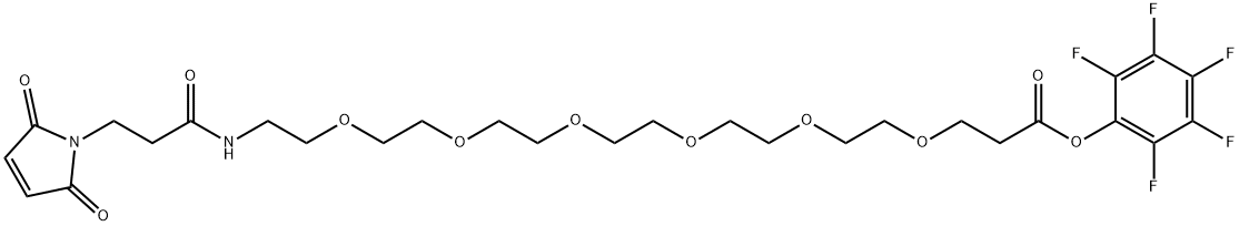 Maleimide-NH-PEG6-CH2CH2COOPFP Ester, 1599432-34-4, 结构式