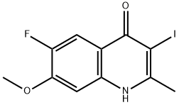 6-氟-3-碘-7-甲氧基-2-甲基喹啉-4-酚, 1599467-53-4, 结构式