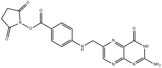 Benzoic acid, 4-[[(2-amino-3,4-dihydro-4-oxo-6-pteridinyl)methyl]amino]-, 2,5-dioxo-1-pyrrolidinyl ester Structure
