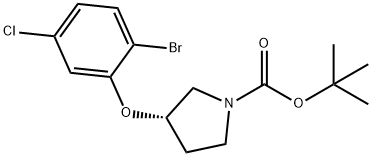 1-Pyrrolidinecarboxylic acid, 3-(2-bromo-5-chlorophenoxy)-, 1,1-dimethylethyl ester, (3S)- 化学構造式