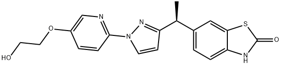 6-[(S)-1-[1-[5-(2-ヒドロキシエトキシ)-2-ピリジニル]-1H-ピラゾール-3-イル]エチル]ベンゾチアゾール-2(3H)-オン 化学構造式