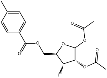 3-Deoxy-3-fluoro-D-ribofuranose 1,2-diacetate 5-(4-methylbenzoate) Struktur