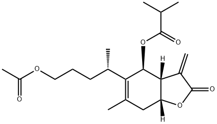 1-O-アセチル-6-O-イソ-ブチリル-ブリタンニラクトン 化学構造式