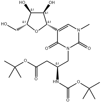 N1-Methyl-N3-[(2S)-2-(t-butoxycarbonyl)amino-3-(t-butoxycarbonyl)] propylpseudouridine, 1613530-24-7, 结构式
