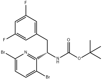 (S)-(1-(1-(3,6-二溴吡啶-2--2-基)-2-(3,5-二氟苯基)乙基)氨基甲酸酯叔丁基, 1620056-47-4, 结构式
